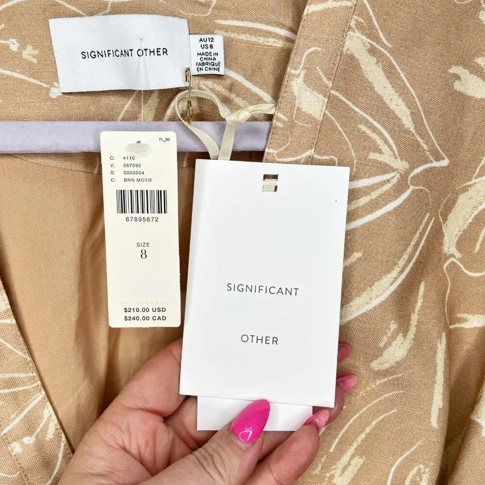 NWT Anthropologie Significant Other Carina Floral Puff Sleeve Tie Waist Crop Top